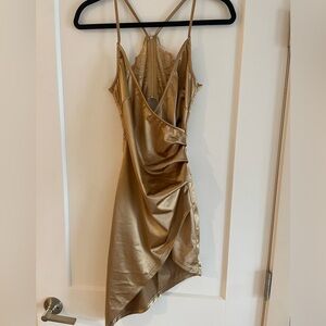 Elegant Gold Satin Dress